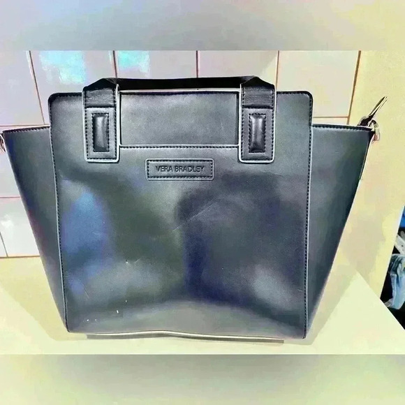 Vera Bradley Navy Blue Leather Handbag with Handles - Picture 1 of 7